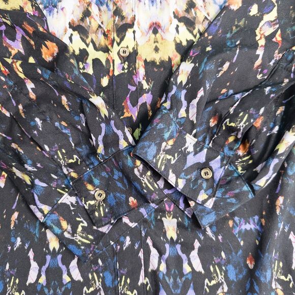 Calvin Klein Abstract Kaleidoscope Button Front Shirt Womens Large Artsy Boho - Picture 9 of 16